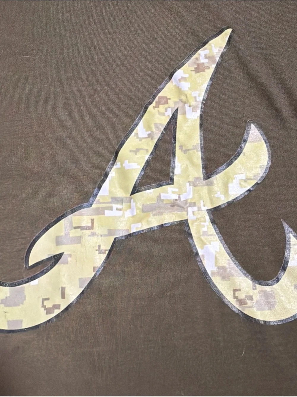 Atlanta Braves Camo Camouflage Nike T-Shirt Men’s Medium MLB Flag Logo